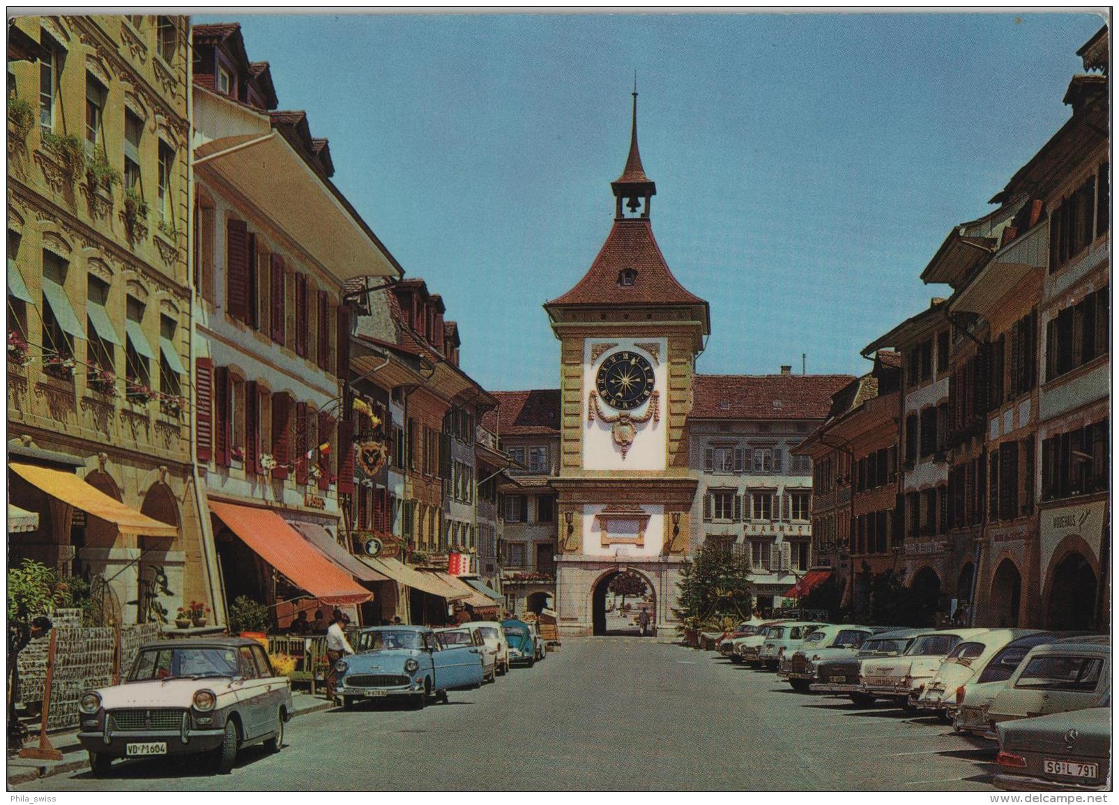 Murten Hautpstrasse Mit Berntor - Morat Grand-Rue - Photoglob No. 3527 - Morat