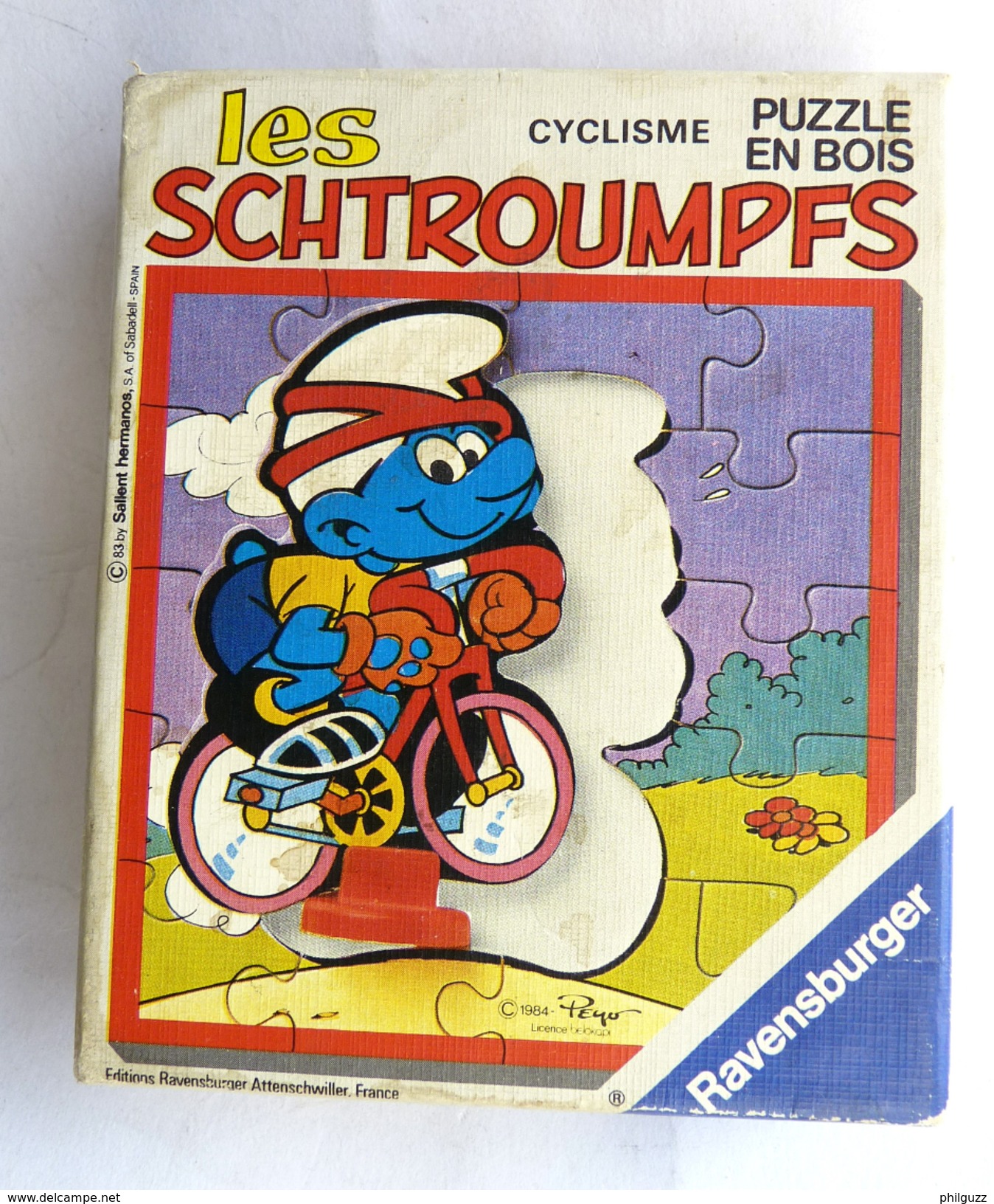 PUZZLE EN BOIS LES SCHTROUMPFS Ravensburger SCHTROUMPFS CYCLISTE 1983 SCHTROUMPF - Puzzles