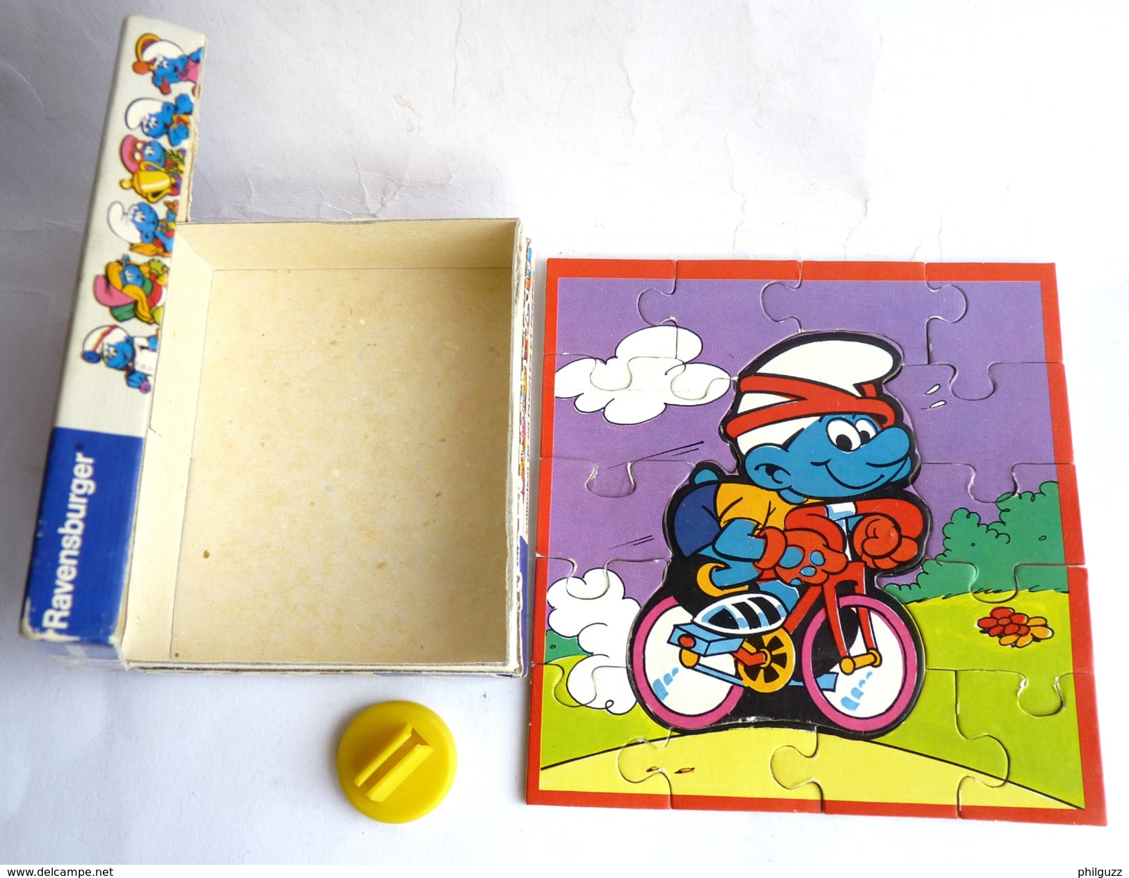 PUZZLE EN BOIS LES SCHTROUMPFS Ravensburger SCHTROUMPFS CYCLISTE 1983 SCHTROUMPF - Puzzles