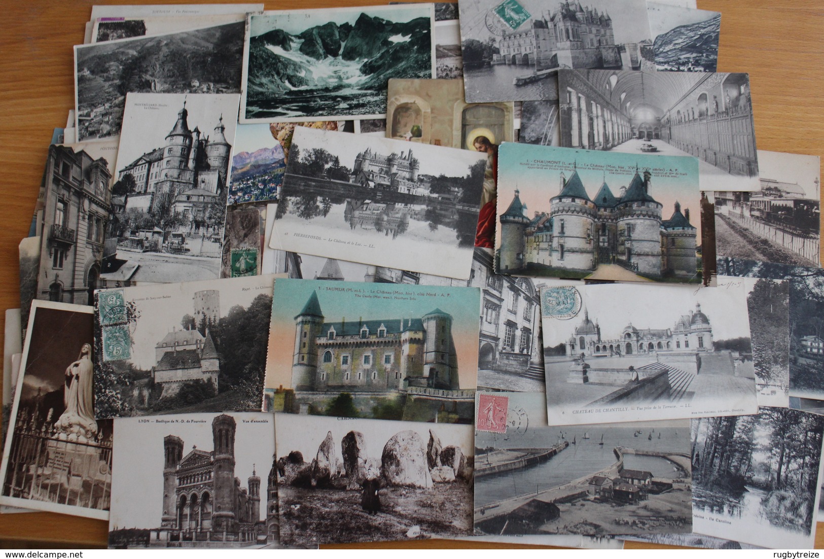 2759 - Lot de 100 cartes postales anciennes - petites cartes drouille toulouse Ploumanac'h Guimiliau ...