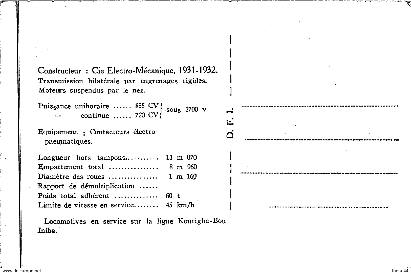 - E 97  - Les Locomotives Electriques  Type B'o B'o , Des Chemins De Fer Marocains De L'Office Chérifien Des Phosphates - Materiaal