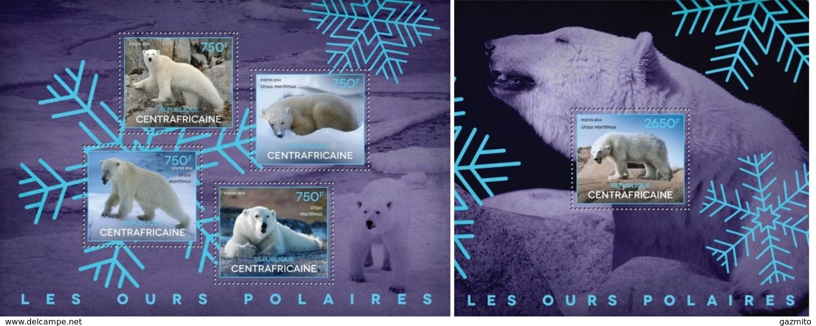 Centrafrica 2014, Animals, Polar Bears, 4val In BF +BF - Faune Arctique