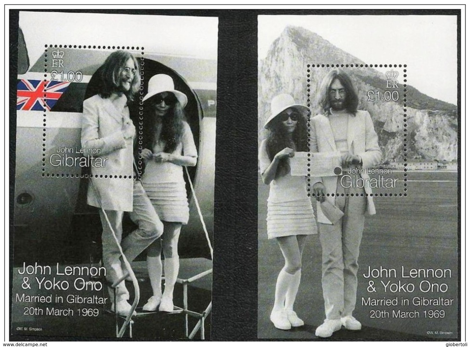 Gibilterra/Gibraltar: John Lennon & Yoko Ono, Beatles Foglietto, Block, Bloc - Cantanti