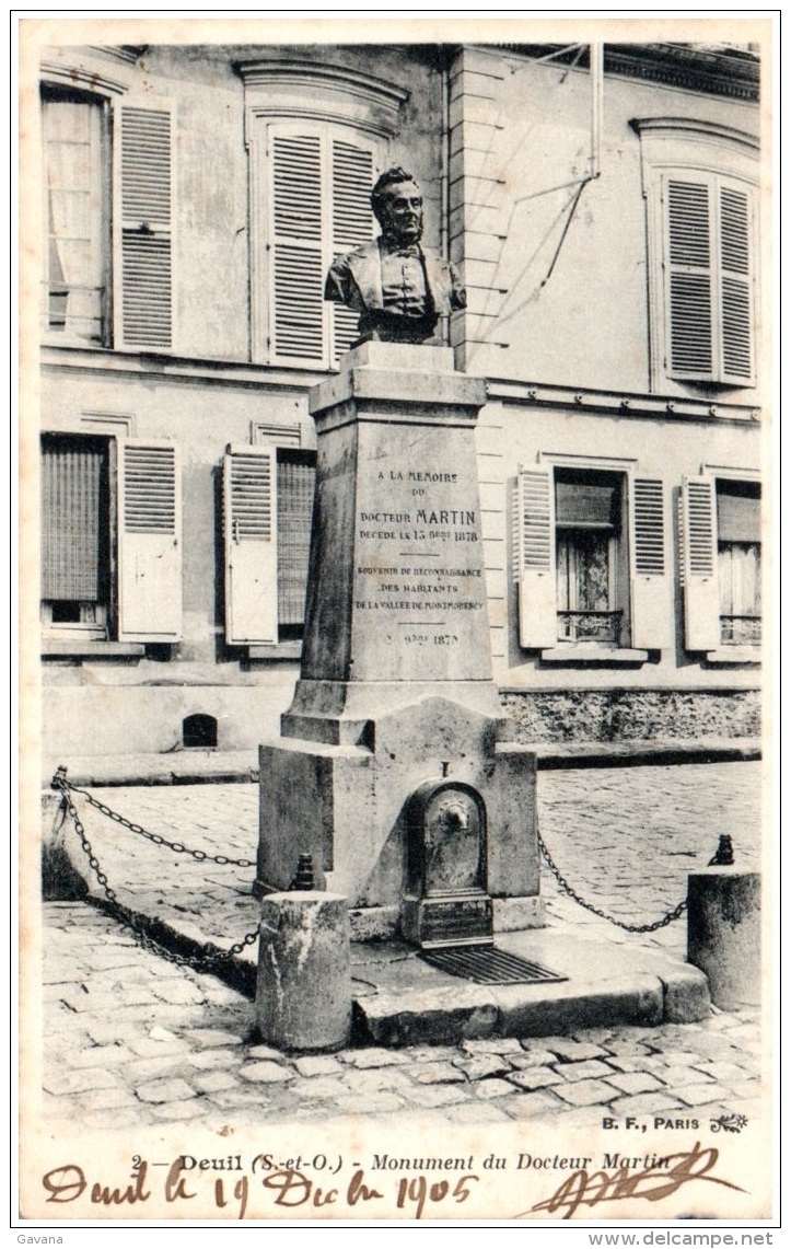 95 DEUIL - Monument Du Docteur Martin    (Recto/Verso) - Deuil La Barre