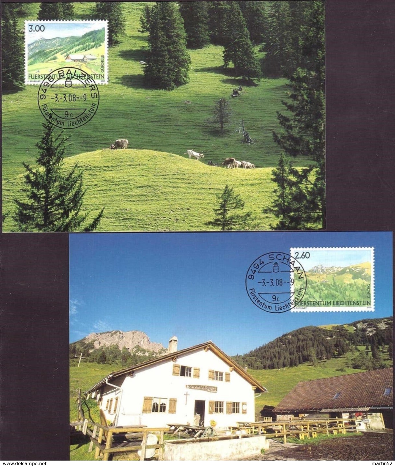 Liechtenstein 2008: Maximum-Karten Nr.284 "Weide-Alpen IV" Zu 1416-17 Mi 1473-74 Yv 1414-15 - Agriculture