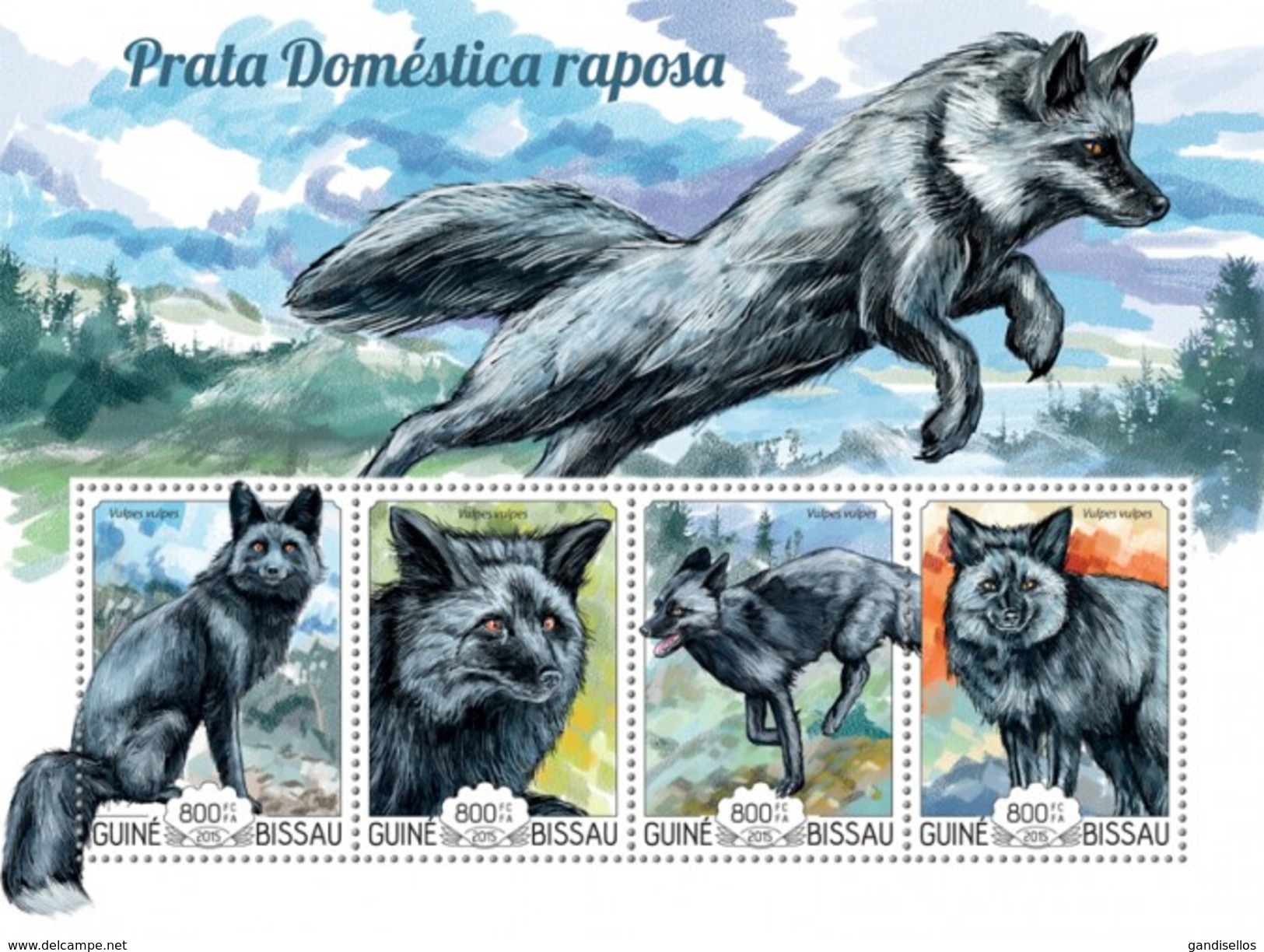 GUINE BISSAU 2015 SHEET DOMESTIC  SILVER FOX PRATA DOMESTICA RENARD ARGENTE WILDLIFE Gb15223a - Guinea-Bissau