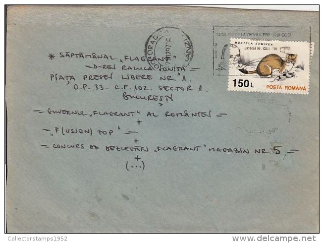 60123- DUMITRU PRUNARIU, SPACE, COSMOS SPECIAL POSTMARK ON COVER, STOAT STAMP, 1997, ROMANIA - Lettres & Documents