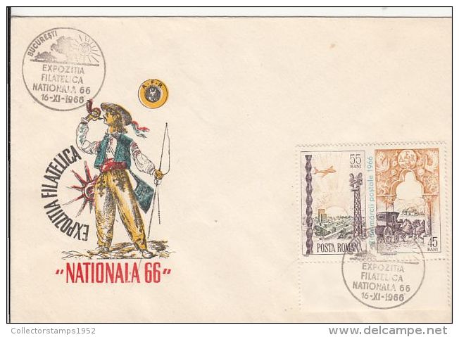 60129- NATIONAL PHILATELIC EXHIBITION, SPECIAL COVER, 1966, ROMANIA - Storia Postale