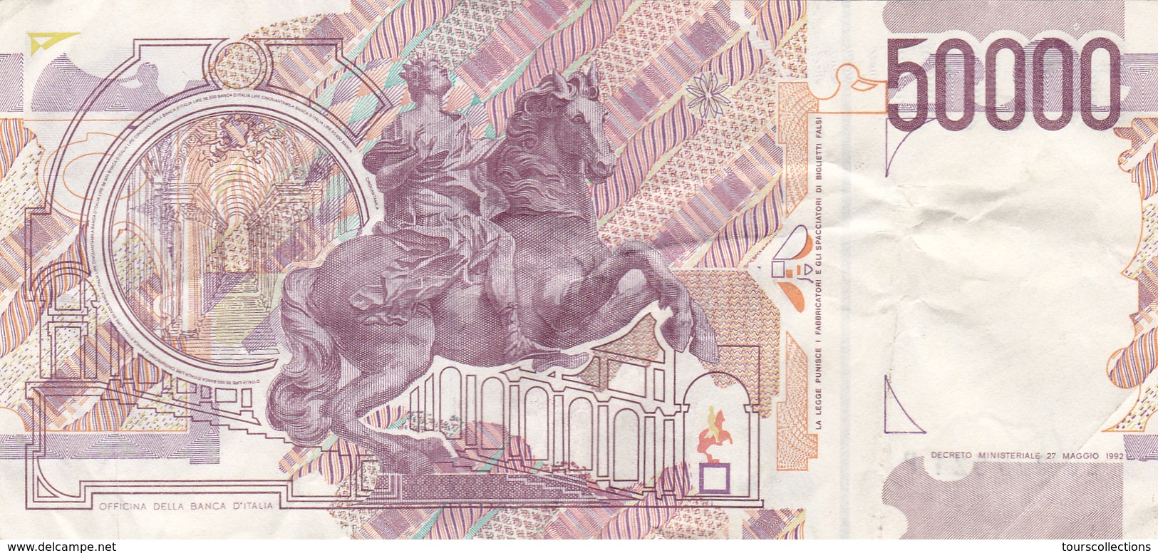 Billet ITALIE 50 000 Lire TTB De 09/12/1992  Portrait De Bernini @ PICK 116 B @ - 50.000 Lire