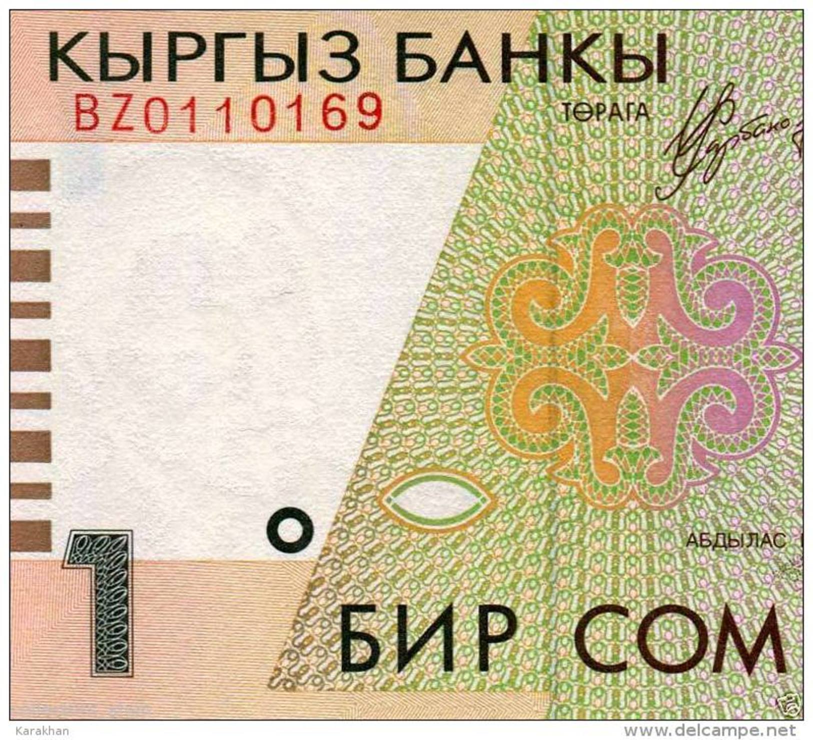 KYRGYZSTAN: RARE Replacement Banknote 1 SOM 1999/2000 P-15 *BZ Prefix*UNC - Kyrgyzstan