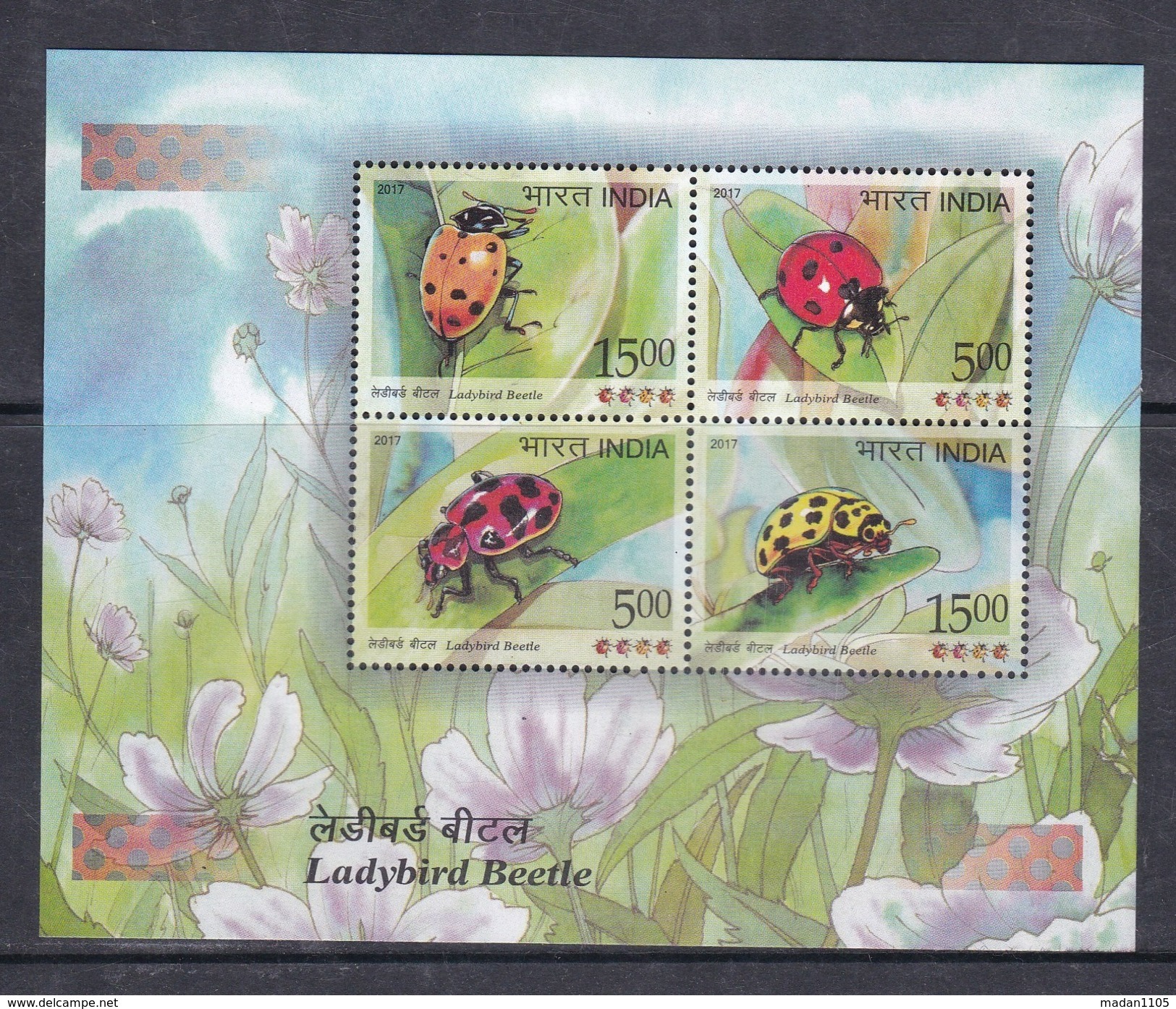 INDIA, 2017, Ladybird Beetle, Insect, Fauna, Miniature Sheet, MS,  MNH, (**) - Unused Stamps