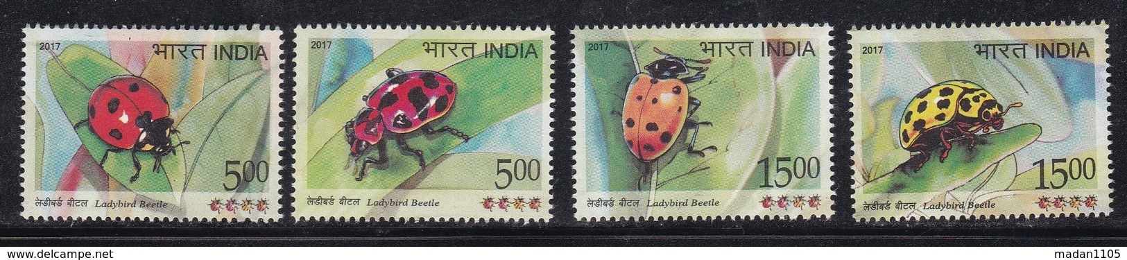 INDIA, 2017, Ladybird Beetle, Insect, Fauna, Set 4 V, MNH, (**) - Unused Stamps