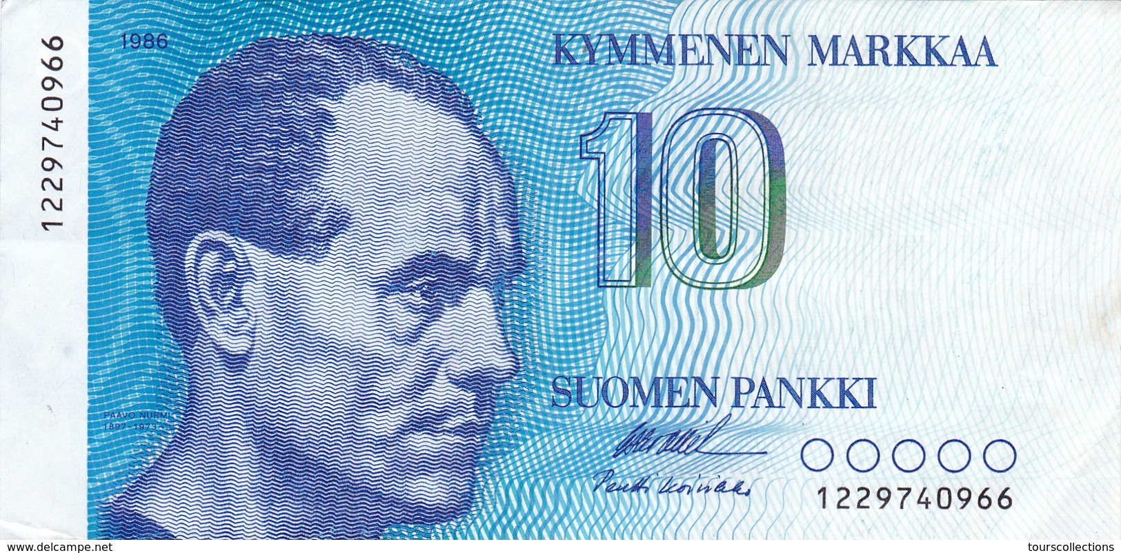 Billet FINLANDE De 1986 SUP 10 Kymmenen Markkaa @ PICK 113 @ Portrait De Paavo Nurmi - Finlandia