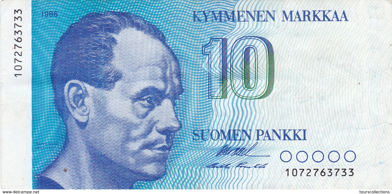 Billet FINLANDE De 1986 SUP 10 Kymmenen Markkaa @ PICK 113 @ Portrait De Paavo Nurmi - Finlandia