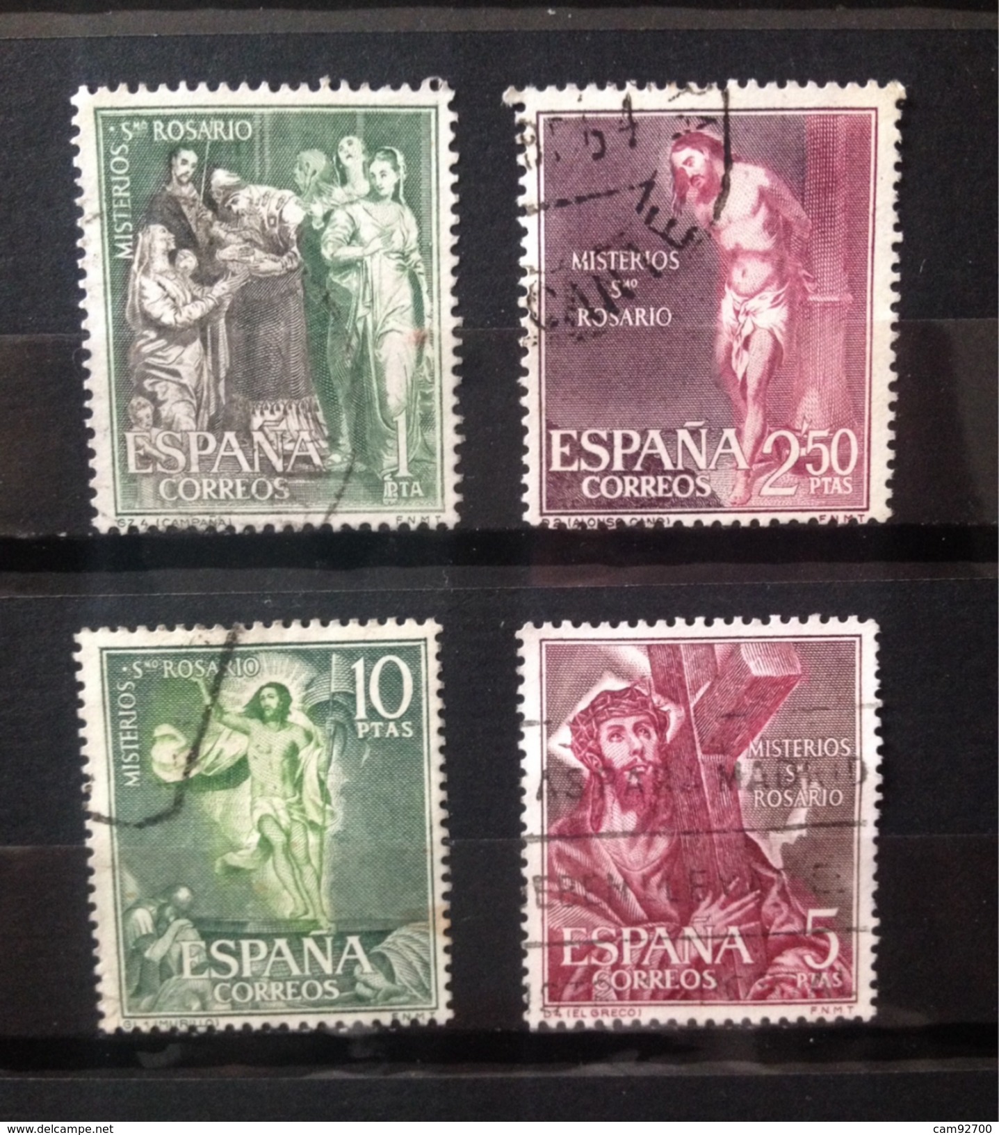 Espagne - Espana  1962 -  YT 1135 - 1140 1142 1144  Lot De 4 Timbres Les 15 Mystères Du Rosaire - Oblitérés