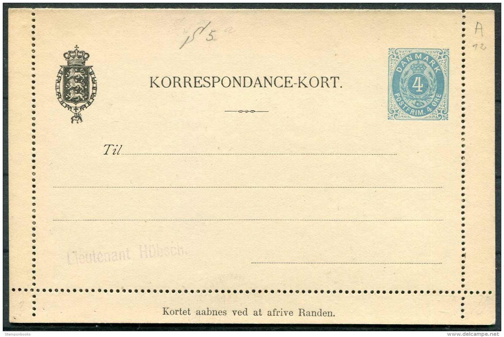 Denmark 4 Ore Postal Stationery Korrespondance-Kort Lettercard - Postal Stationery