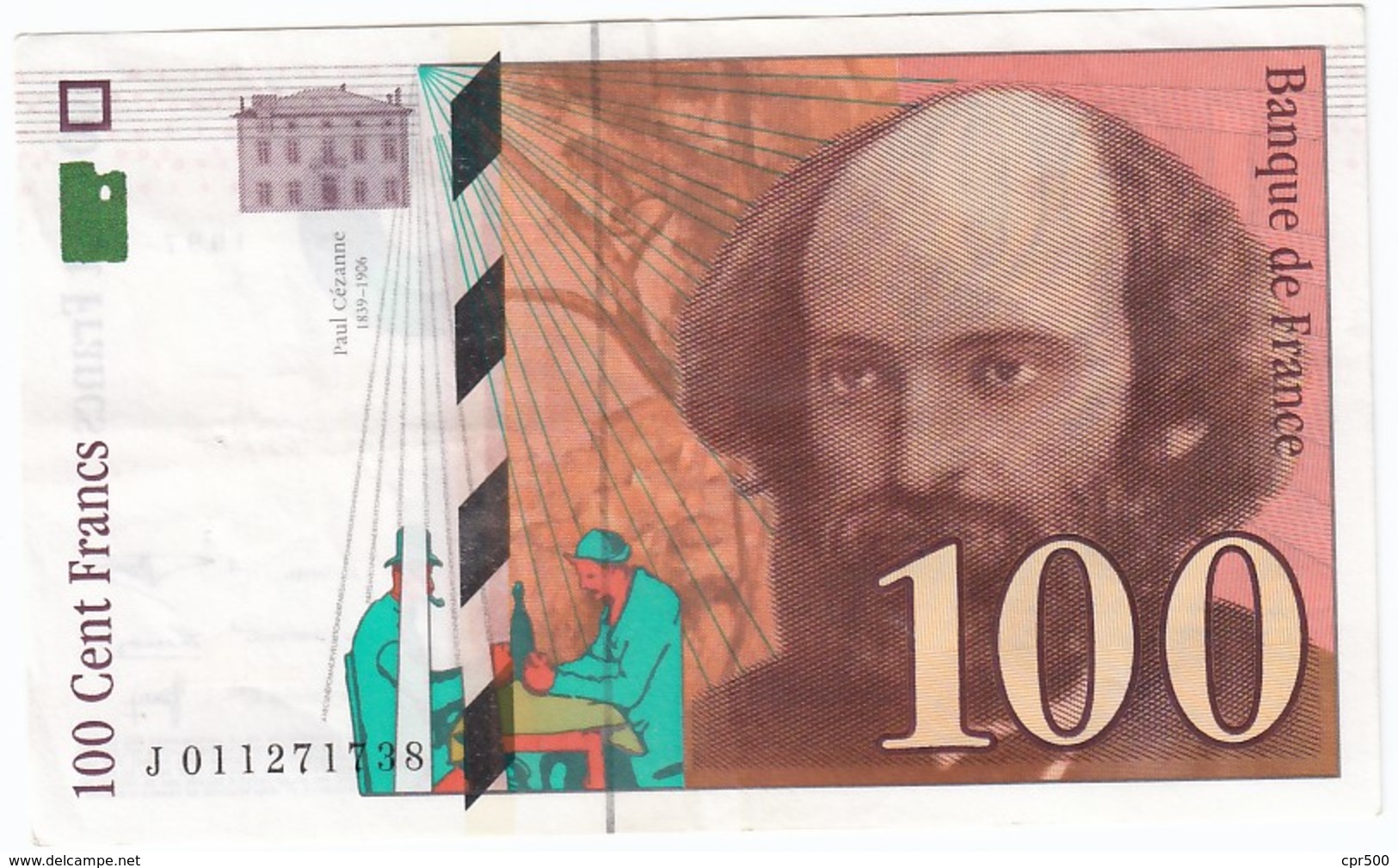 100 Francs Cézanne 1997, Fayette 74.01 P158,N° J011271738, Etat : SUP - 100 F 1997-1998 ''Cézanne''