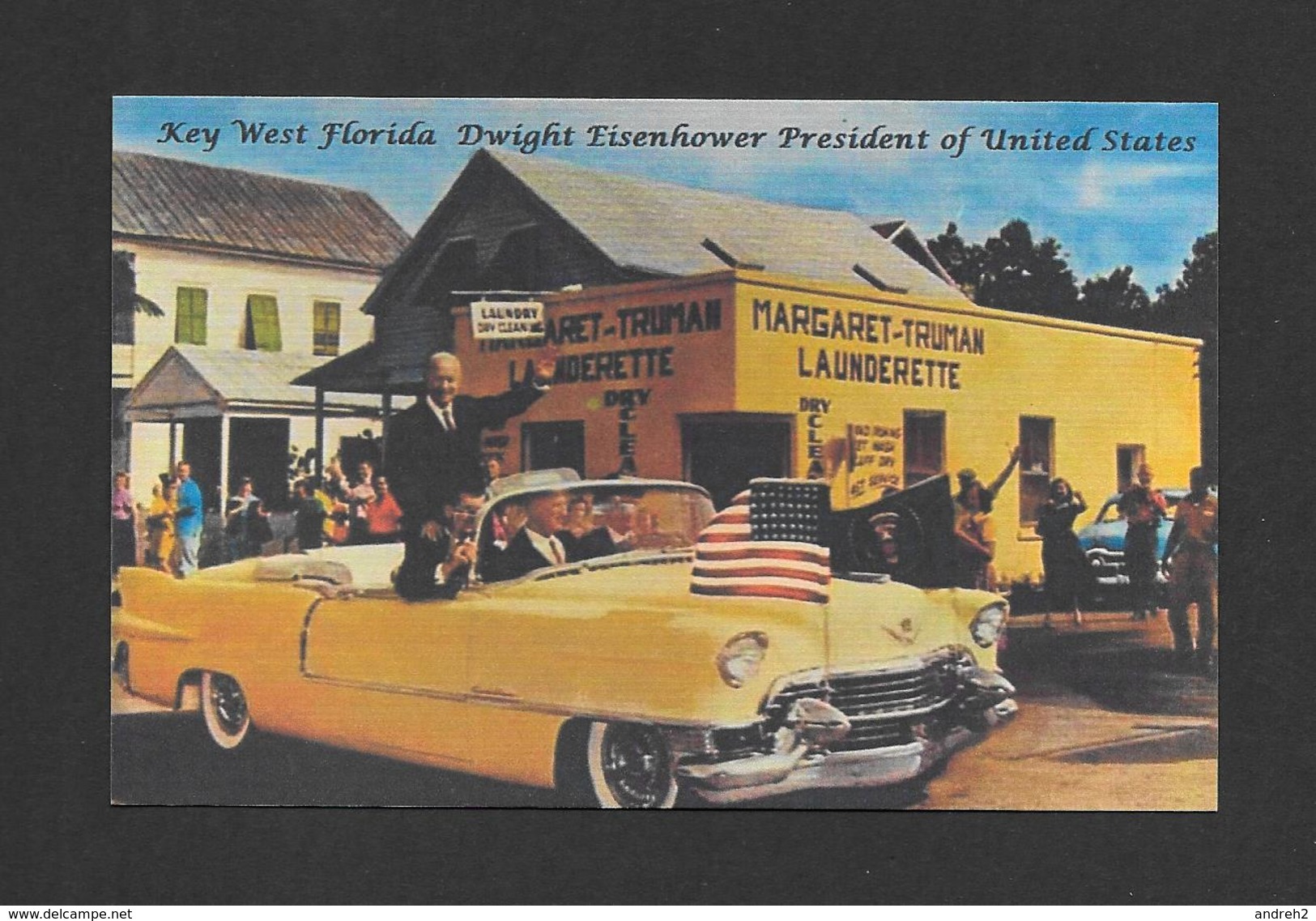 HOMMES POLITIQUES - PRÉSIDENT OF UNITED STATES DWIGHT EISENHOWER EN VISITE À KEY WEST FLORIDA - MAGNIFIQUE CADILLAC - Hommes Politiques & Militaires