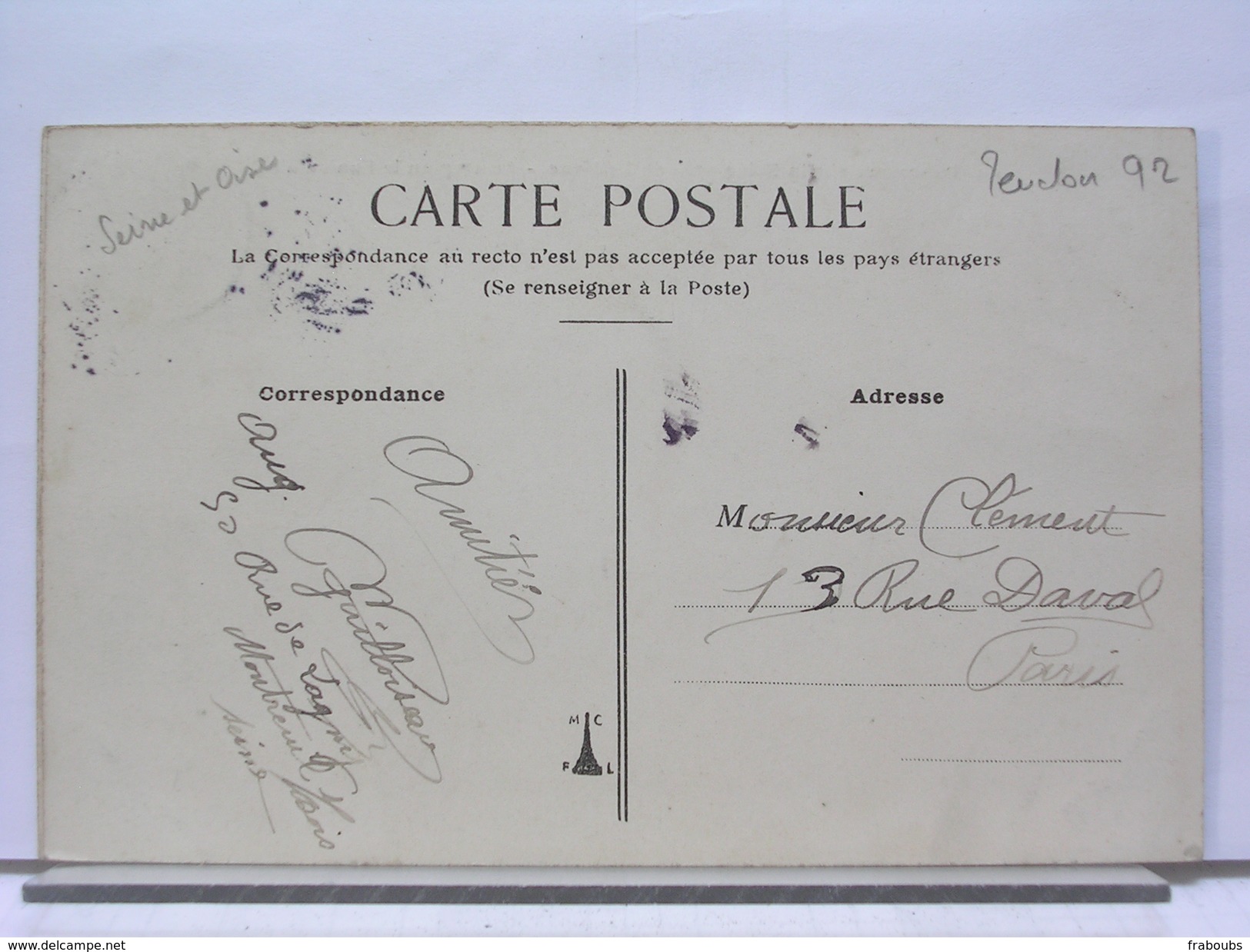 92 - PANORAMA SUR LA SEINE PRES DE BELLEVUE - AU 1er PLAN, LE FUNICULAIRE - 1905 - Meudon