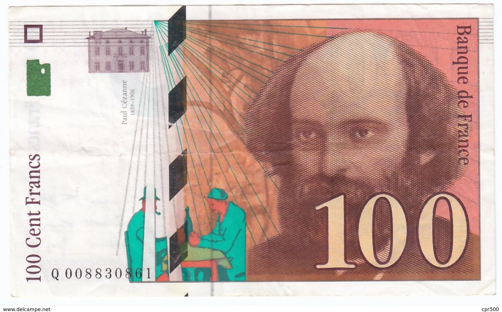 100 Francs Cézanne 1997, Fayette 74.01 P158,N° Q008830861, Etat : SUP - 100 F 1997-1998 ''Cézanne''