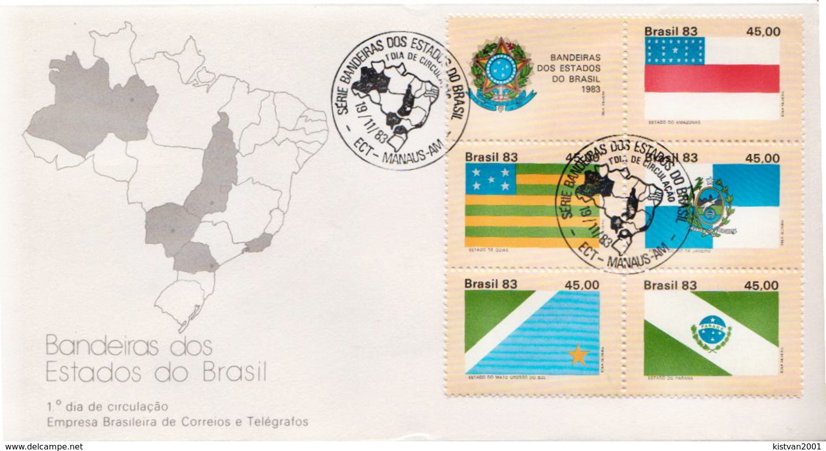 Brazil Flags Set On FDC - Covers