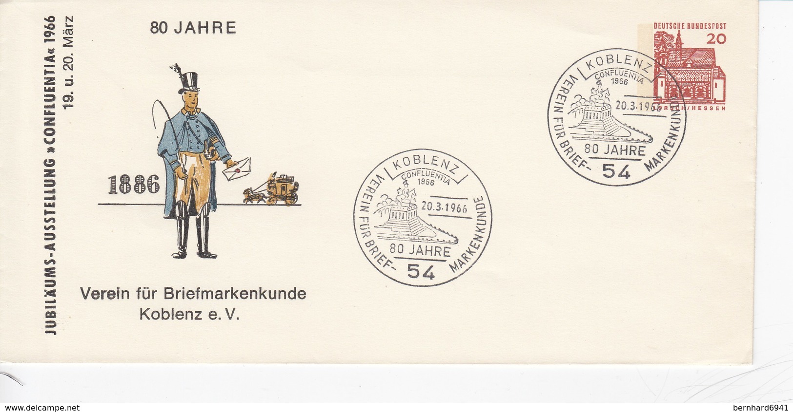 PU 25/13a  Jubiläums-Ausstellung "confluentia" 1966 - 80 Jahre Verein Für Briefmarkenkunde Koblenz E.V. - Privatumschläge - Gebraucht