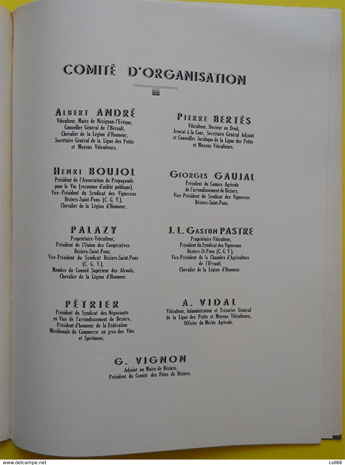 34 Béziers 1937 Livre d'Or d'Edouard Barthe dit Député du Vin au secours des vignerons clichés de Pialles et Comité