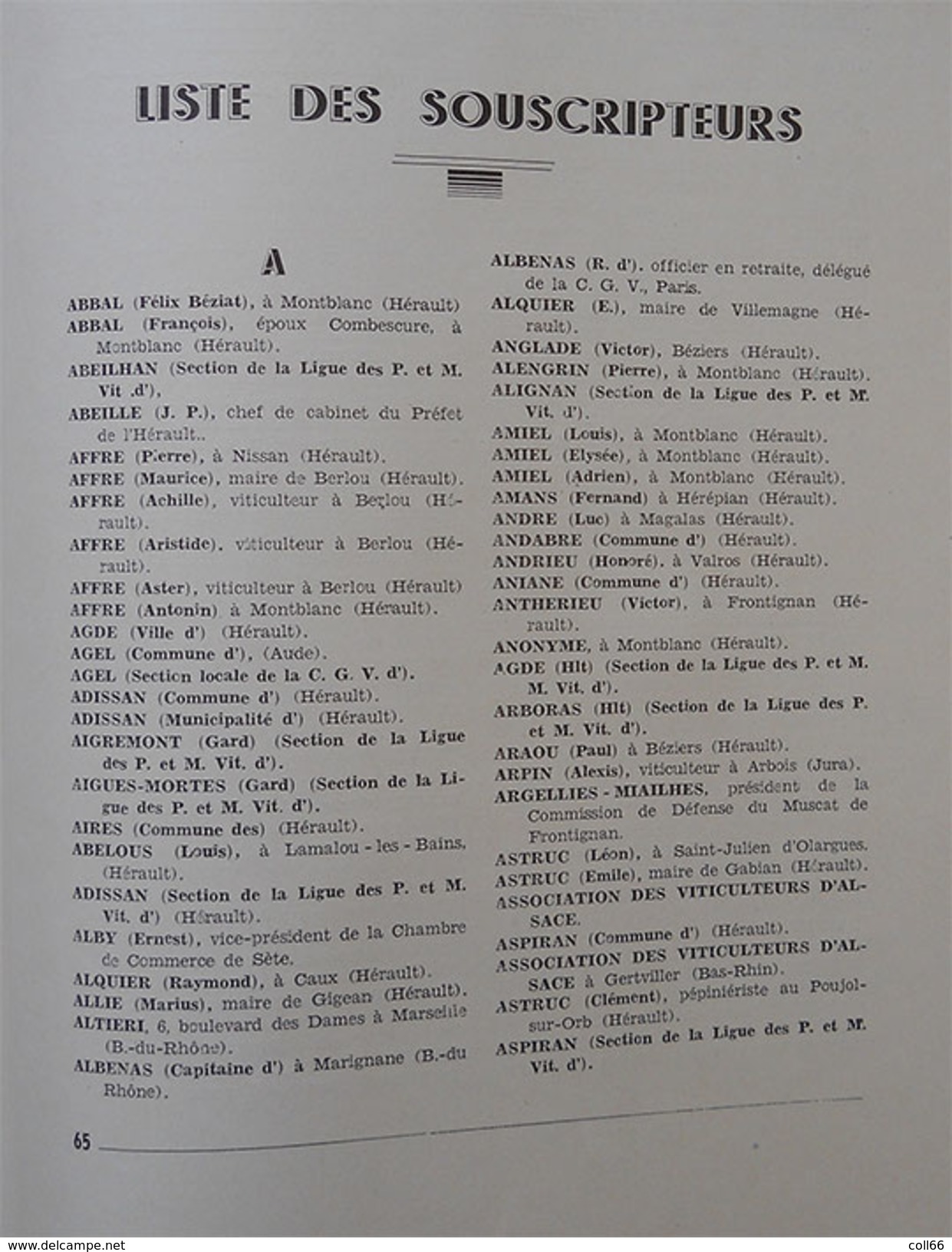 34 Béziers 1937 Livre d'Or d'Edouard Barthe dit Député du Vin au secours des vignerons clichés de Pialles et Comité