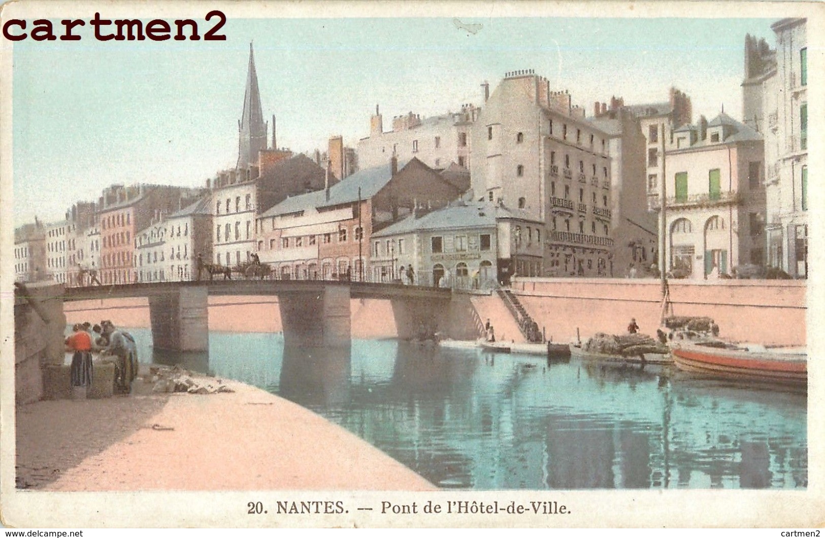 LOT 17 CPA NANTES MARCHE DE LA PETITE HOLLANDE QUAI DE L'ERDRE ET DE LA FOSSE CLOCHER DE SAINTE-CROIX  44