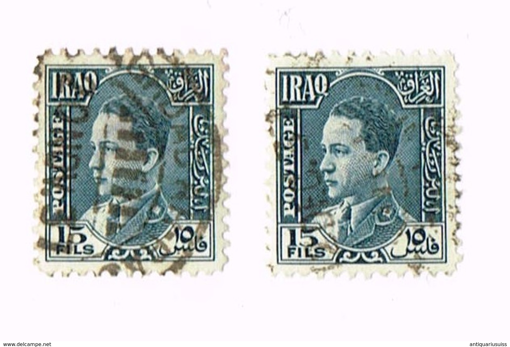 2 X Irak 1934, King Ghazi , 15 Fils , Iraq - Iraq
