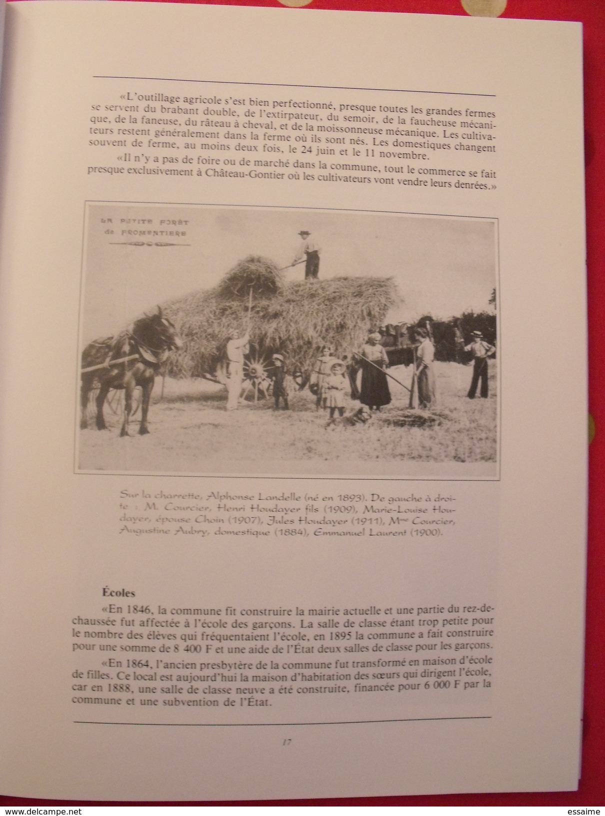 chroniques de mon village : Fromentières. Mayenne. Paul Boisseau, instituteur. éditions Siloë 1987 Laval