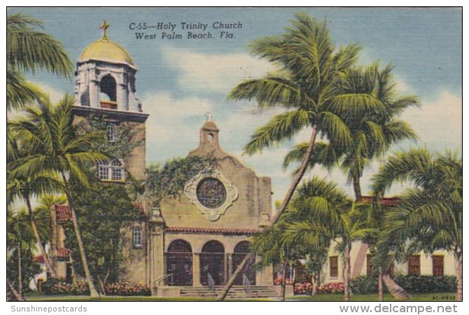 Florida West Palm Beach Holy Trinity Church 1954 Curteich - West Palm Beach