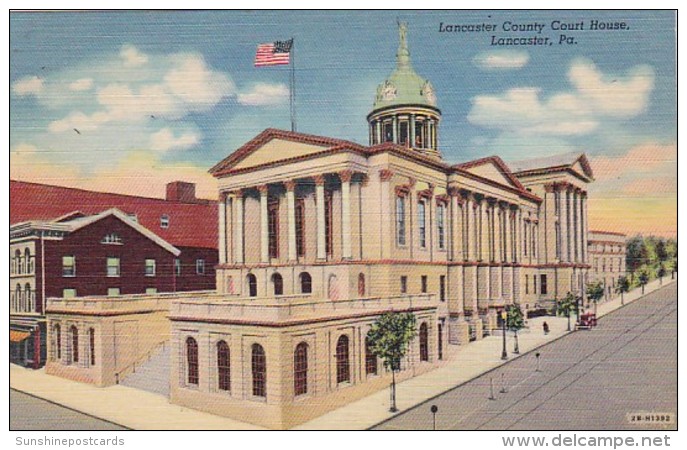 Pennsylvania Lancaster County Court House Curteich - Lancaster