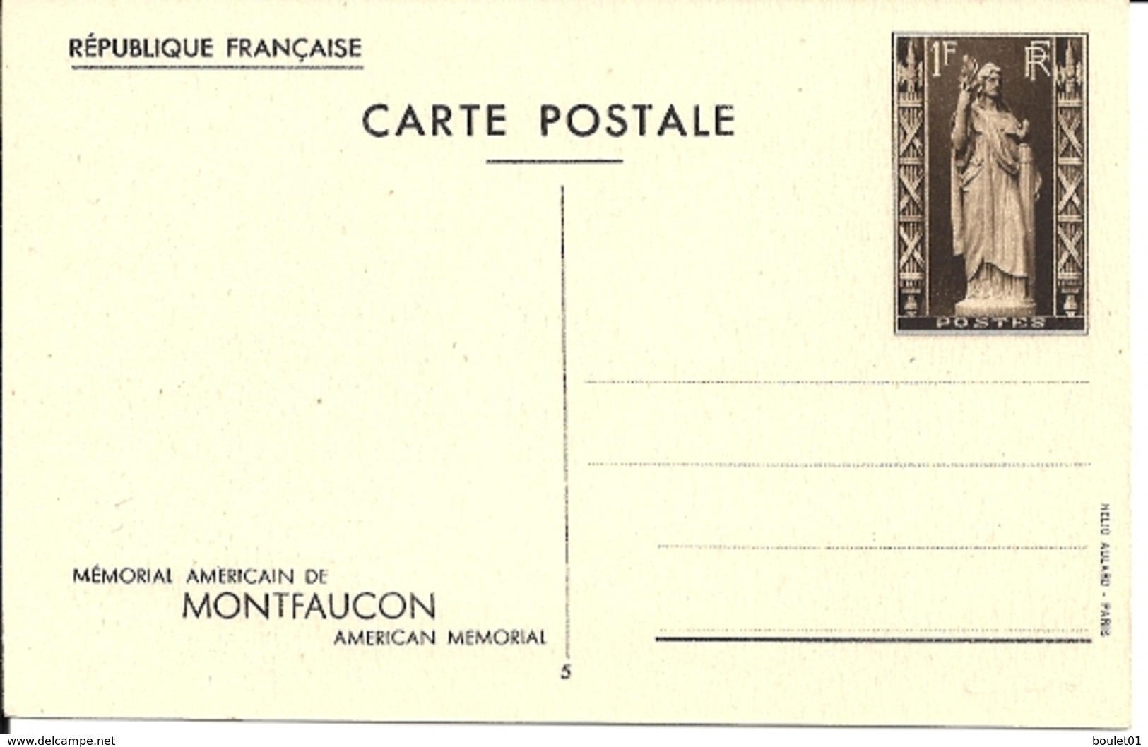 Entier N°9 Sur Carte Postale Du Mémorial De Montfaucon De 1937 (voir Les 2 Scans) - Standaardpostkaarten En TSC (Voor 1995)
