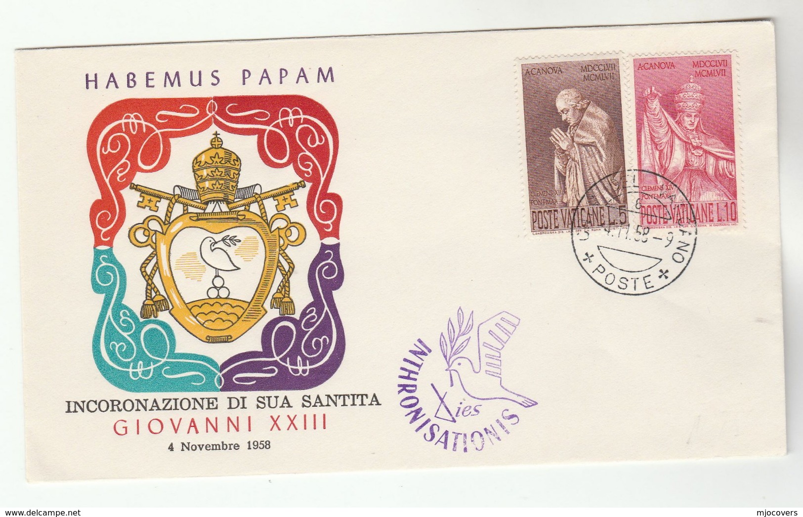 1958 VATICAN Stamps EVENT COVER CORONATION Of POPE GIOVANNI XXIII Relgion - Covers & Documents