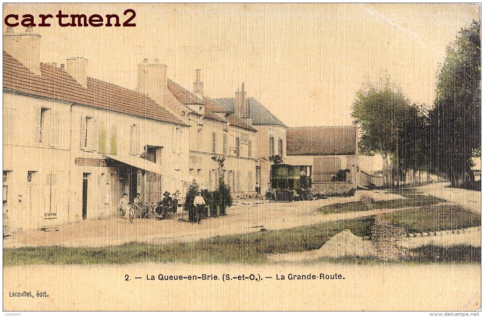 LA QUEUE-EN-BRIE LA GRANDE ROUTE ANIMEE CARTE TOILEE 94 - La Queue En Brie