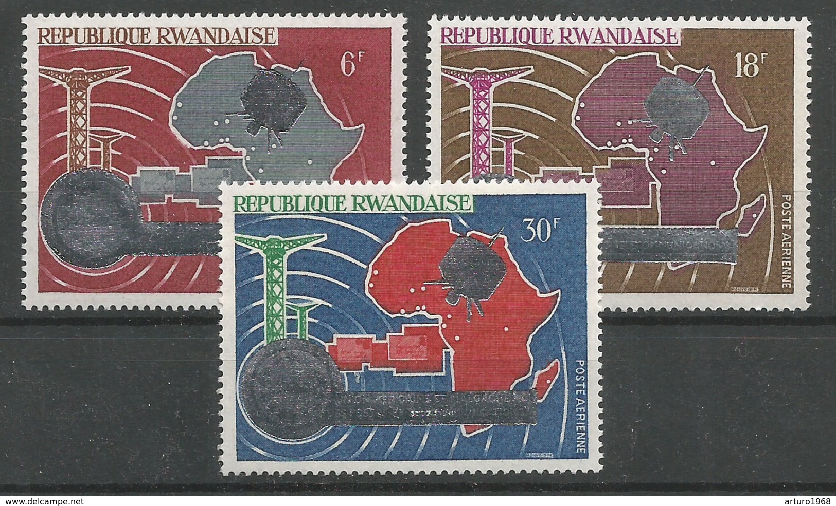 Rwanda - COB PA1/PA3 Série Complète Avec Surcharge Argentée - MNH / ** 1967 COB: 15,00&euro; Espace - Other & Unclassified