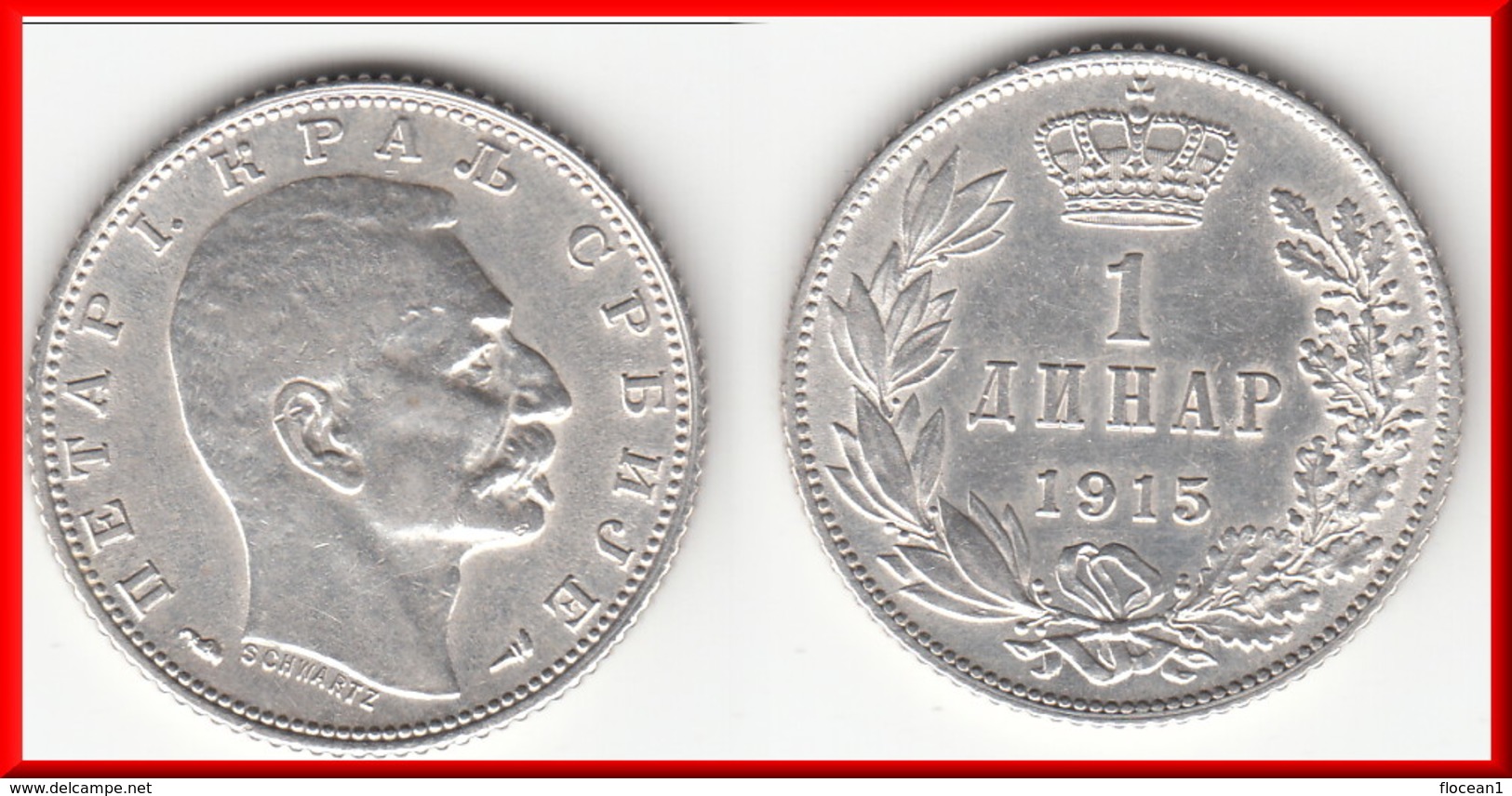 **** SERBIE - SERBIA - 1 DINAR 1915 PETER I - ARGENT - SILVER **** EN ACHAT IMMEDIAT - Serbie