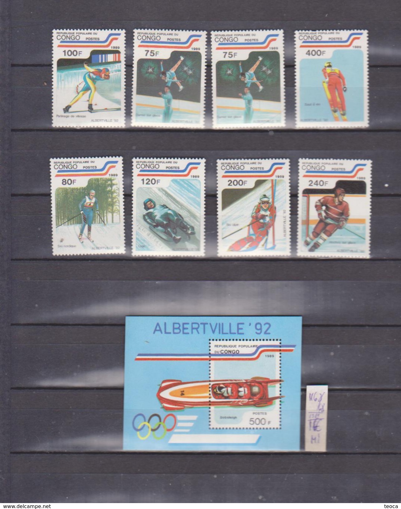 OLYMPIC GAMES   CONGO REPUBLIC POPULARE , ALBERTVILLE 1992,MNH MI 1162/68=11, BLOC 45=5 EURO - Ungebraucht