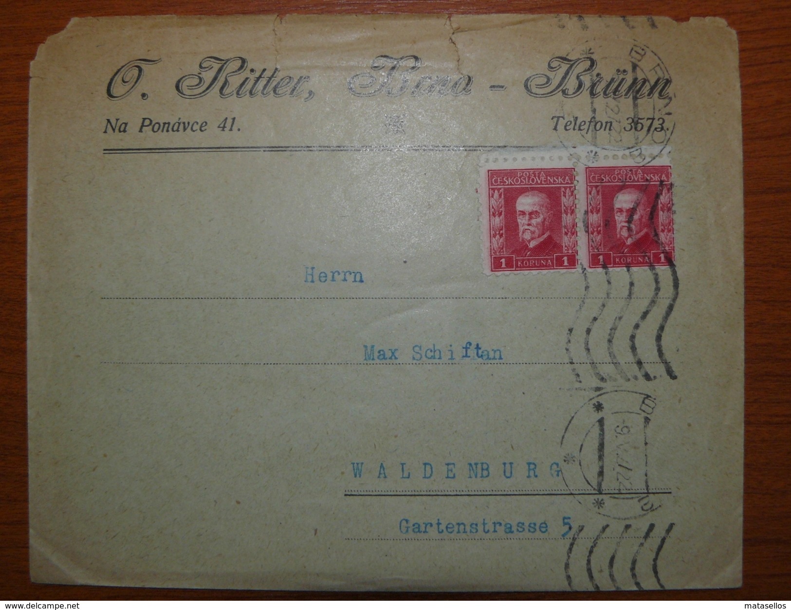 Letter - Cover - Sobre De Checoslovaquia 1922 - Briefe U. Dokumente