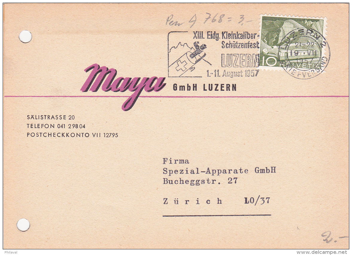 Carte Commerciale Réponse De La Firme IMaya Gmbh Luzern - 1957 - Lotes/Colecciones