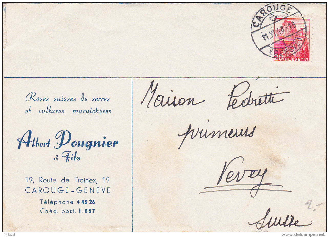 Lettre Commerciale  De La Firme Albert Pougnier - Carouge - Roses Suisses De Serres - 1948 - Collections