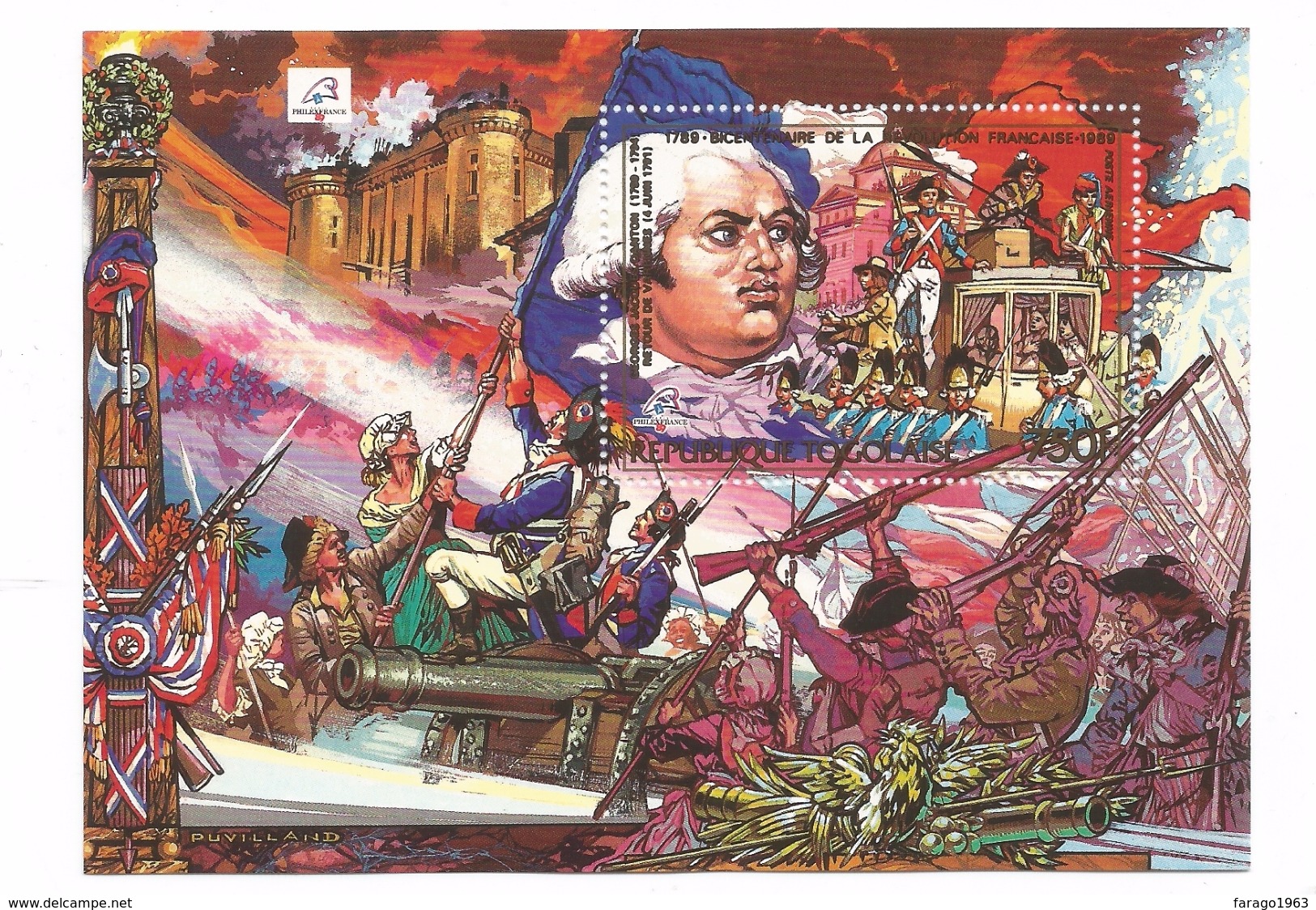 1989 Togo Togolaise French Revolution 2 Souvenir Sheets MNH Souvenir Sheet  MNH - Togo (1960-...)