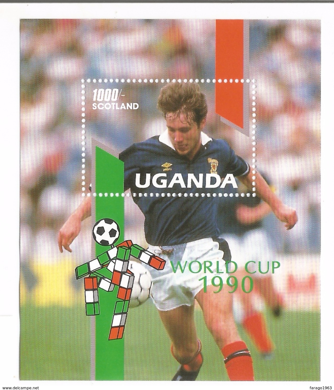 1990 Uganda World Cup Football Italy Scotland Sweden Complete Set Of 4 + 2 Souvenir Sheets  MNH - Uganda (1962-...)