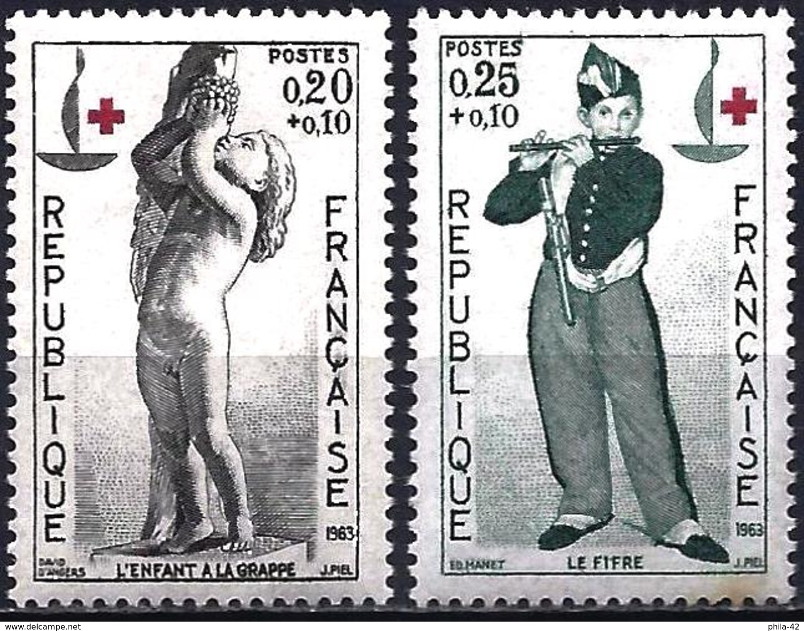 France 1963 - To The Benefit Of The Red Cross ( Mi 1454/55 - YT 1400/01 ) MH* - Neufs