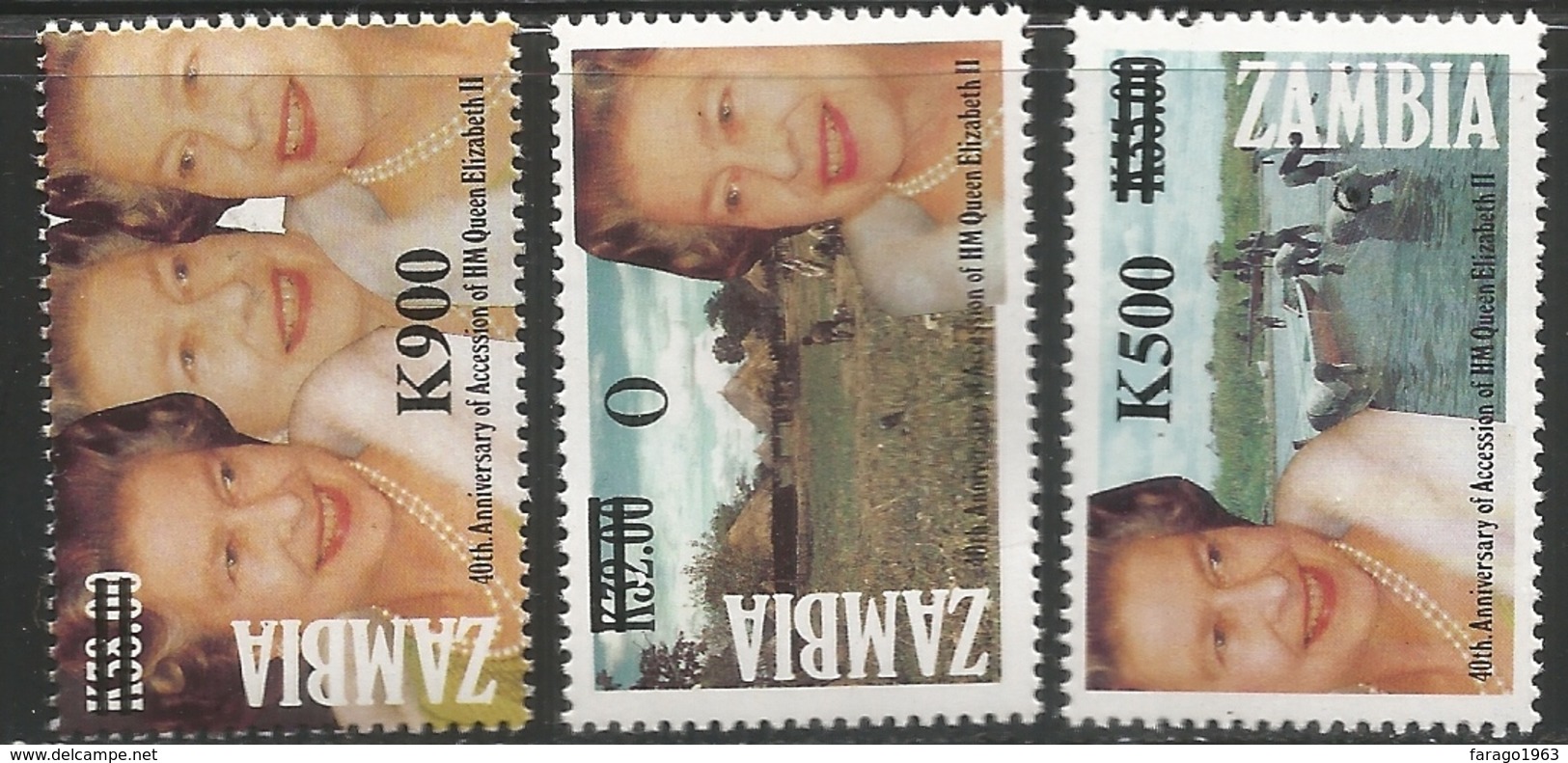 1997 Zambia Overprints Complete Set Of 3 MNH - Zambia (1965-...)