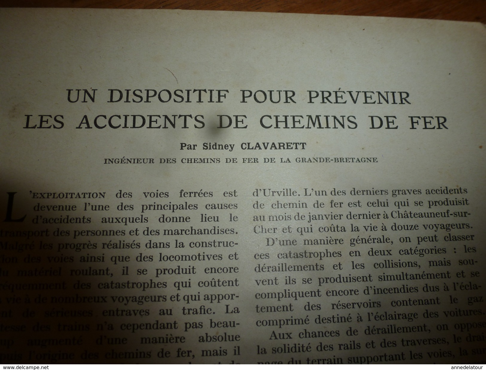 1917 LSELV  :Un Dispositif Pour Prévenir Les Accidents De CHEMINS DE FER  ( Par Sidney Clavarett , British Engineer) - Chemin De Fer