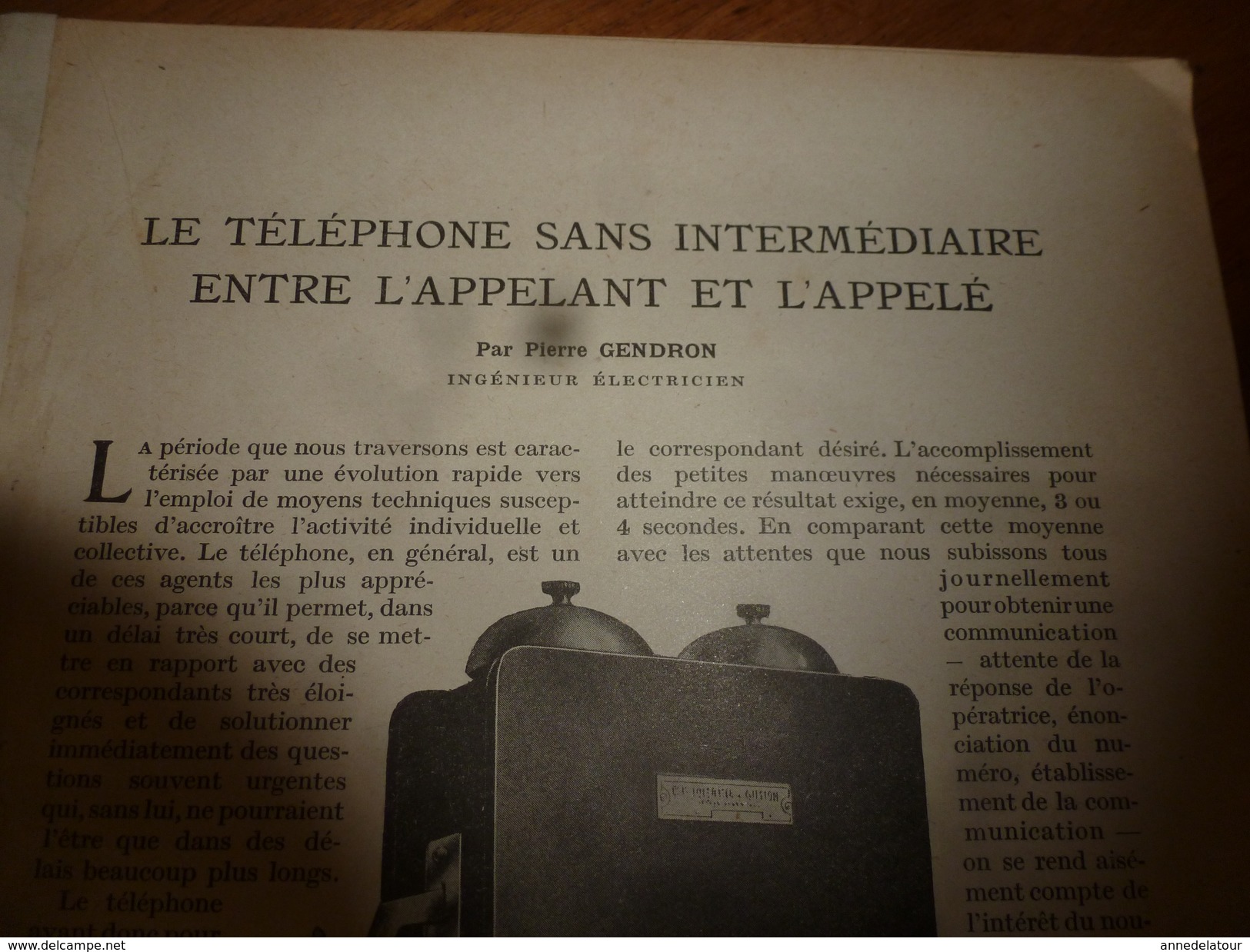 1917 LSELV  :TELEPHONE Sans Intermédiaire Entre Appelant Et Appelé  (par Pierre Gendron Ingénieur-électricien) ; GUERRE - Téléphonie
