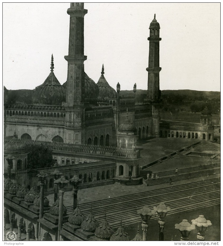 Inde Lucknow Mosquée Bara Imambara Ancienne Stereo Photo Kurt Boeck 1906 - Stereoscopic