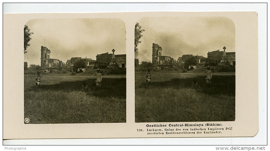 Inde Lucknow Ruines De La Révolte De 1857 Ancienne Stereo Photo Kurt Boeck 1906 - Stereoscopic